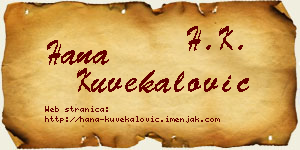Hana Kuvekalović vizit kartica